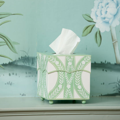 Green Floral Ikat Tissue Box
