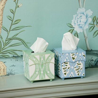 Green Floral Ikat Tissue Box