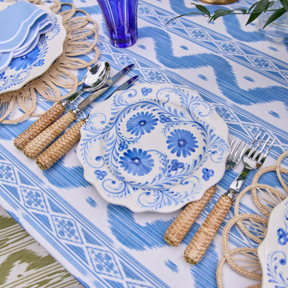 Blue Flowers Dinner & Starter Plates (Set of 8)