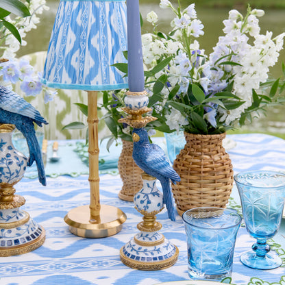 Blue Parrot Candle Holder Set