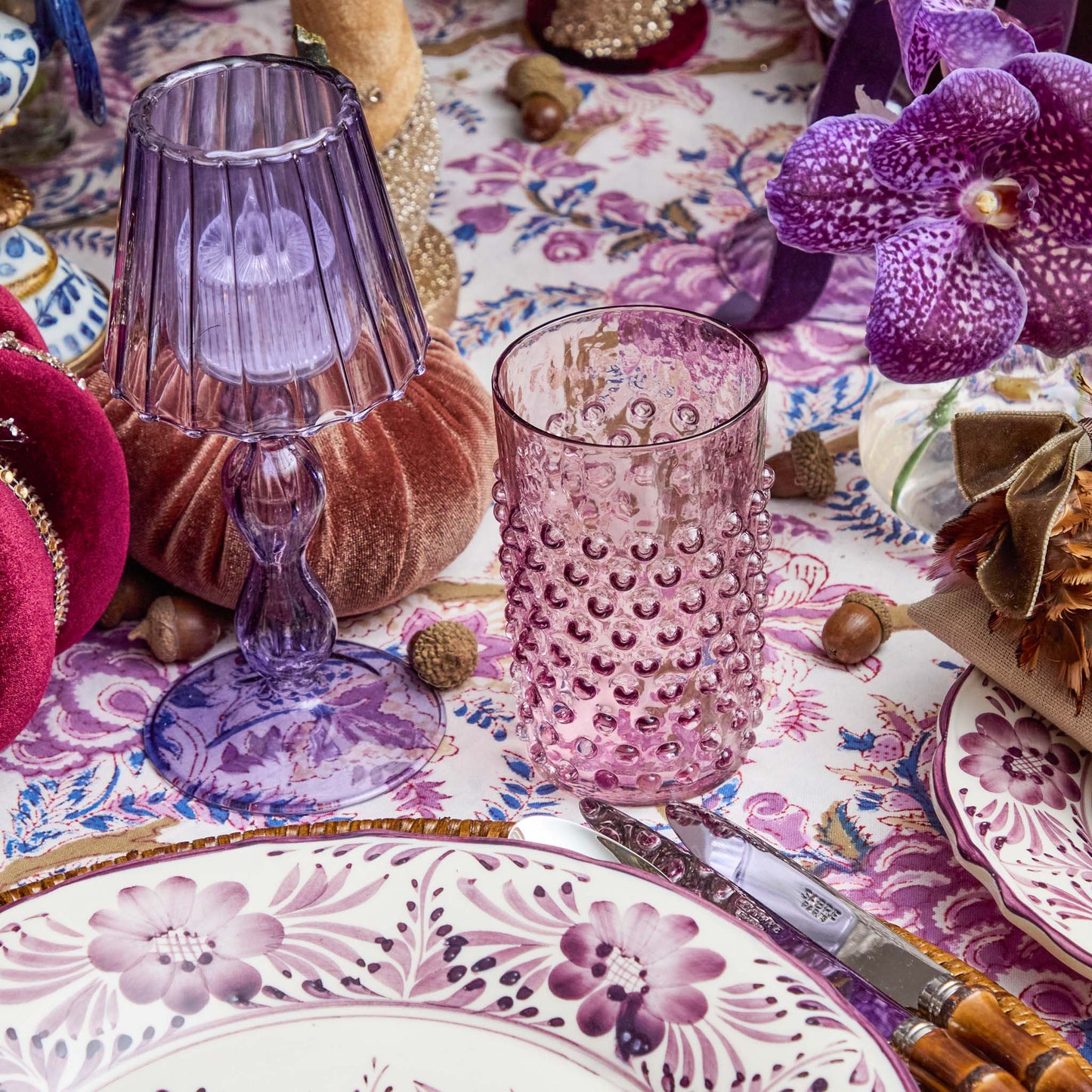Purple Hobnail Glasses (Set of 6)