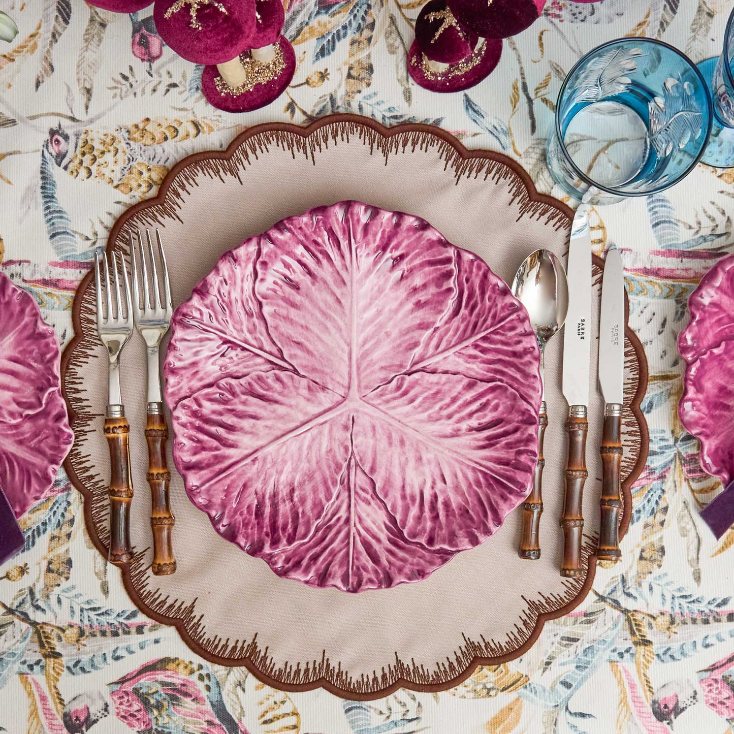 Aubergine Serena Cabbage Dinner & Starter Plates (Set of 8)