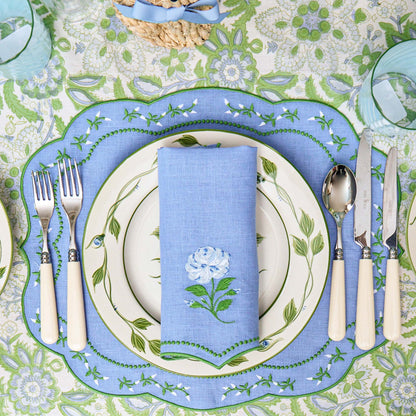 Blue Rose Eloise Linen Placemats & Napkins (Set of 4)