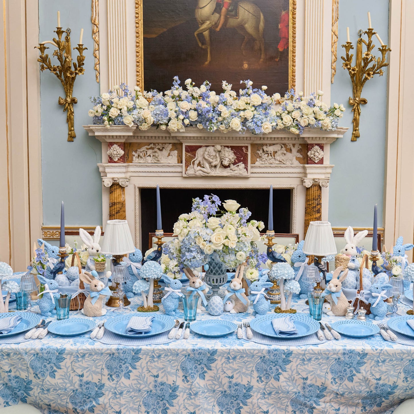 Blue Parrot Candle Holder Set