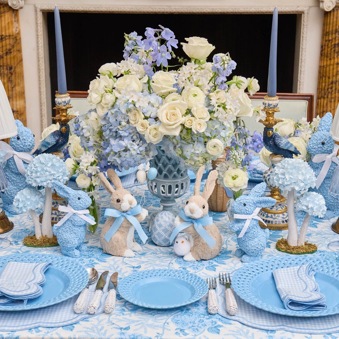 Blue Parrot Candle Holder Set