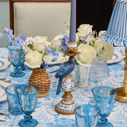 Blue Parrot Candle Holder Set