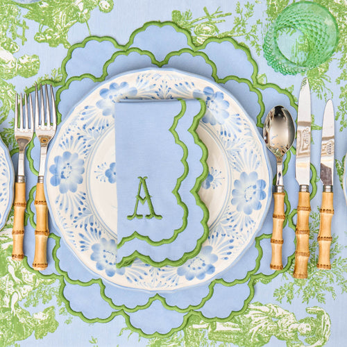 Blue & Green Lily Placemats & Napkins (Set of 4)