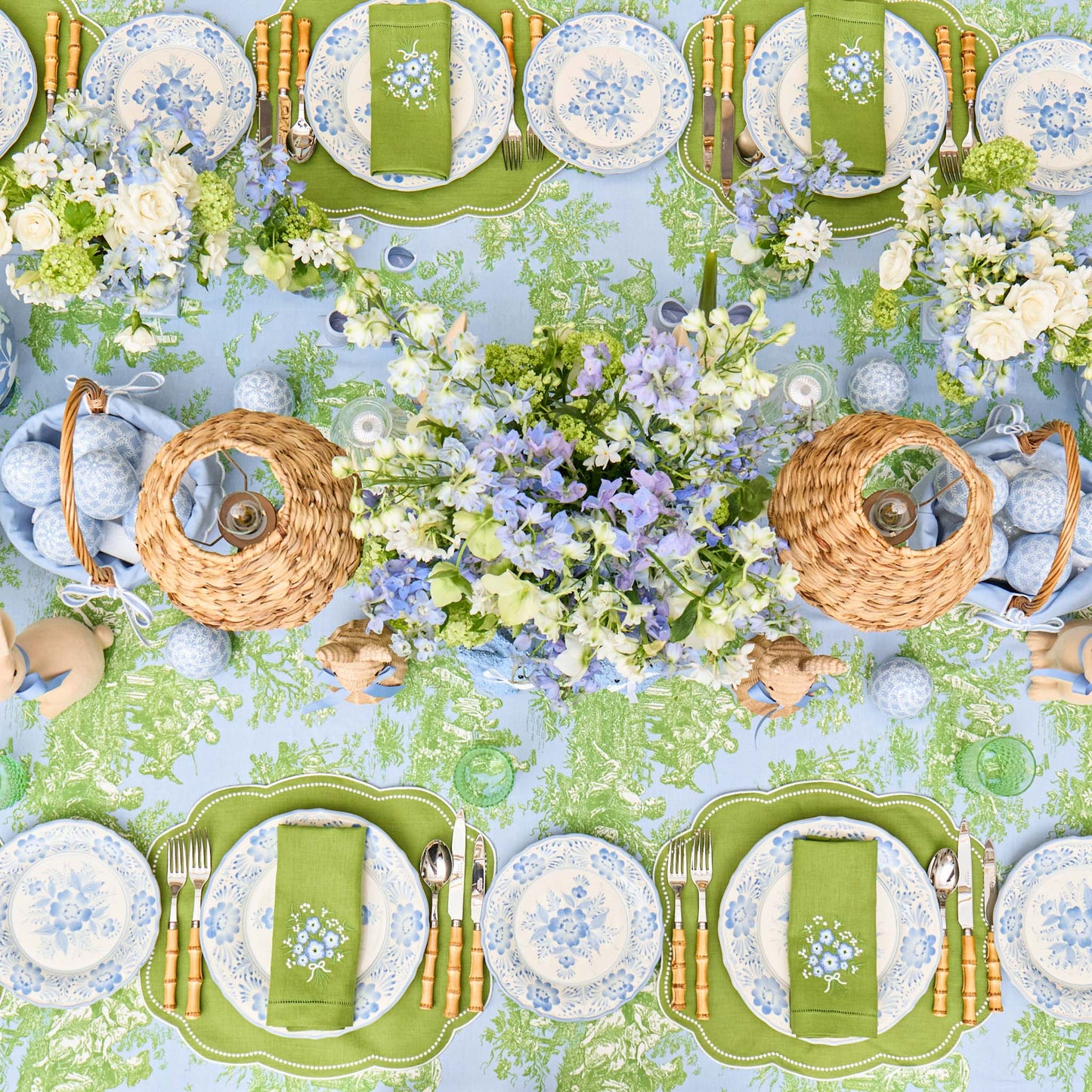 Ottilie Blue Toile Tablecloth