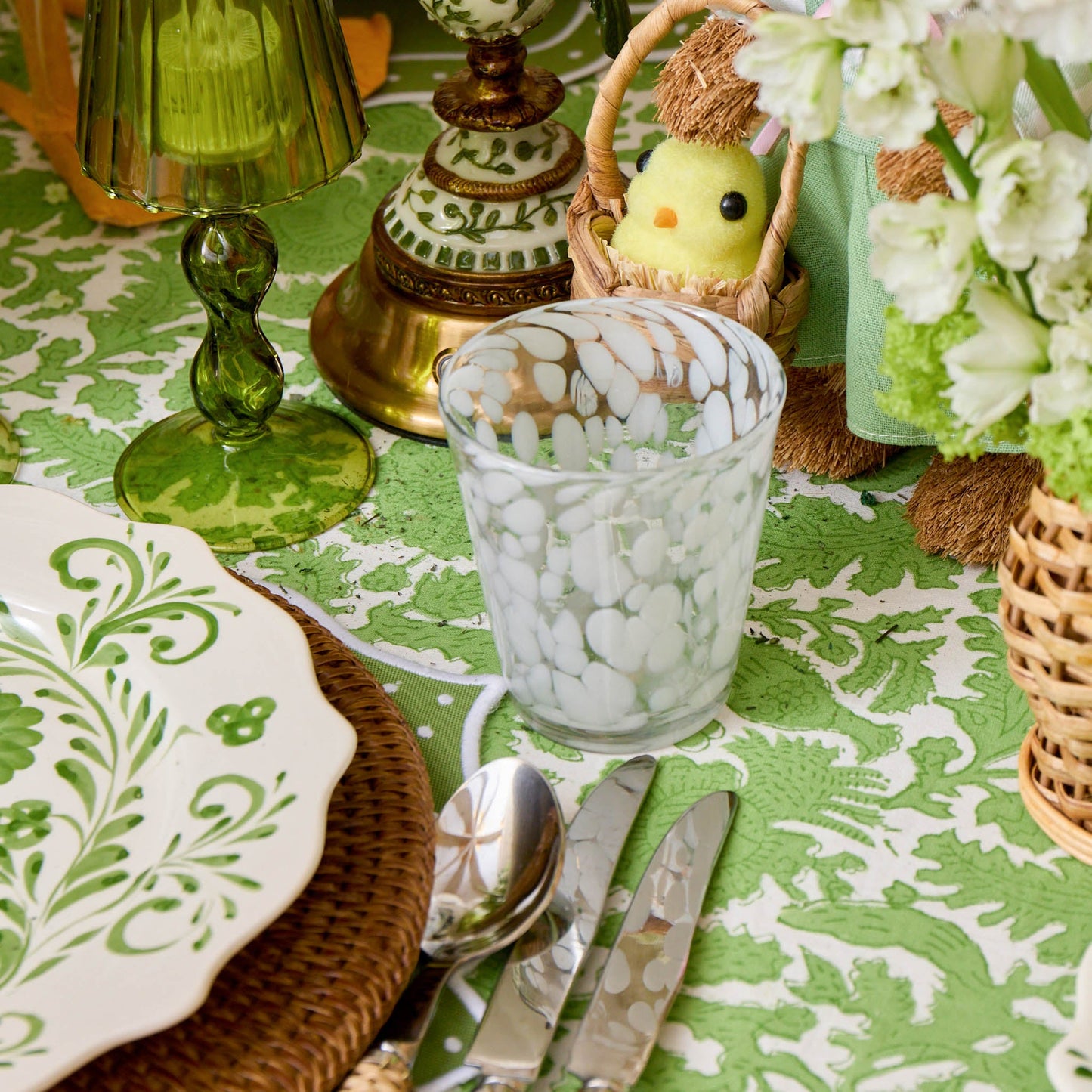 Dappled White Glasses & Jug Set