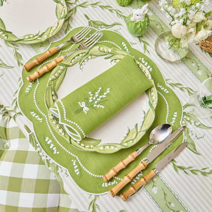 Green Lily of the Valley Eloise Linen Placemats & Napkins (Set of 4)