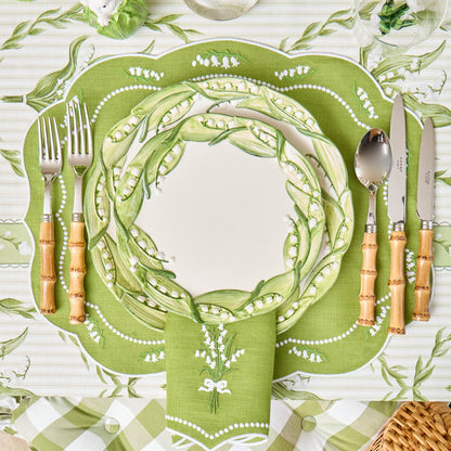 Green Lily of the Valley Eloise Linen Placemats & Napkins (Set of 4)