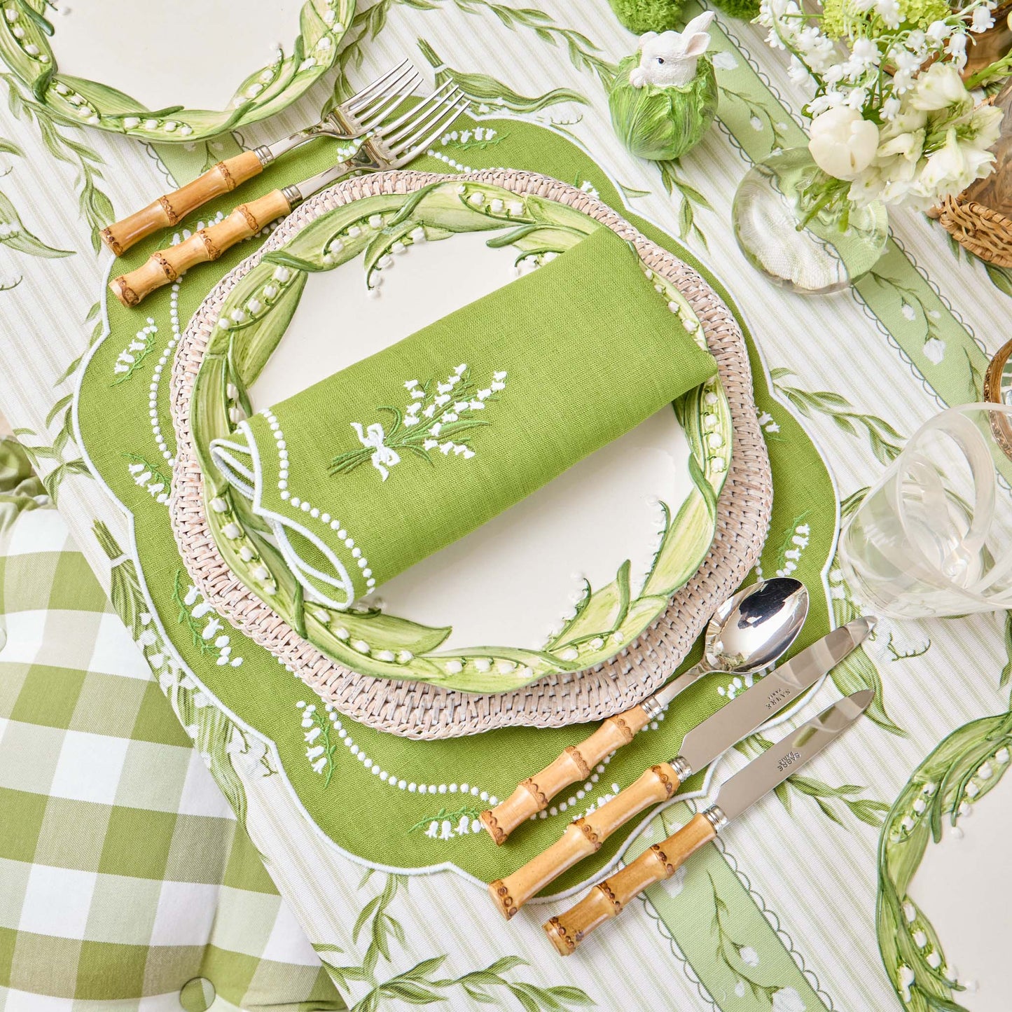 Green Lily of the Valley Eloise Linen Napkins (Set of 4)