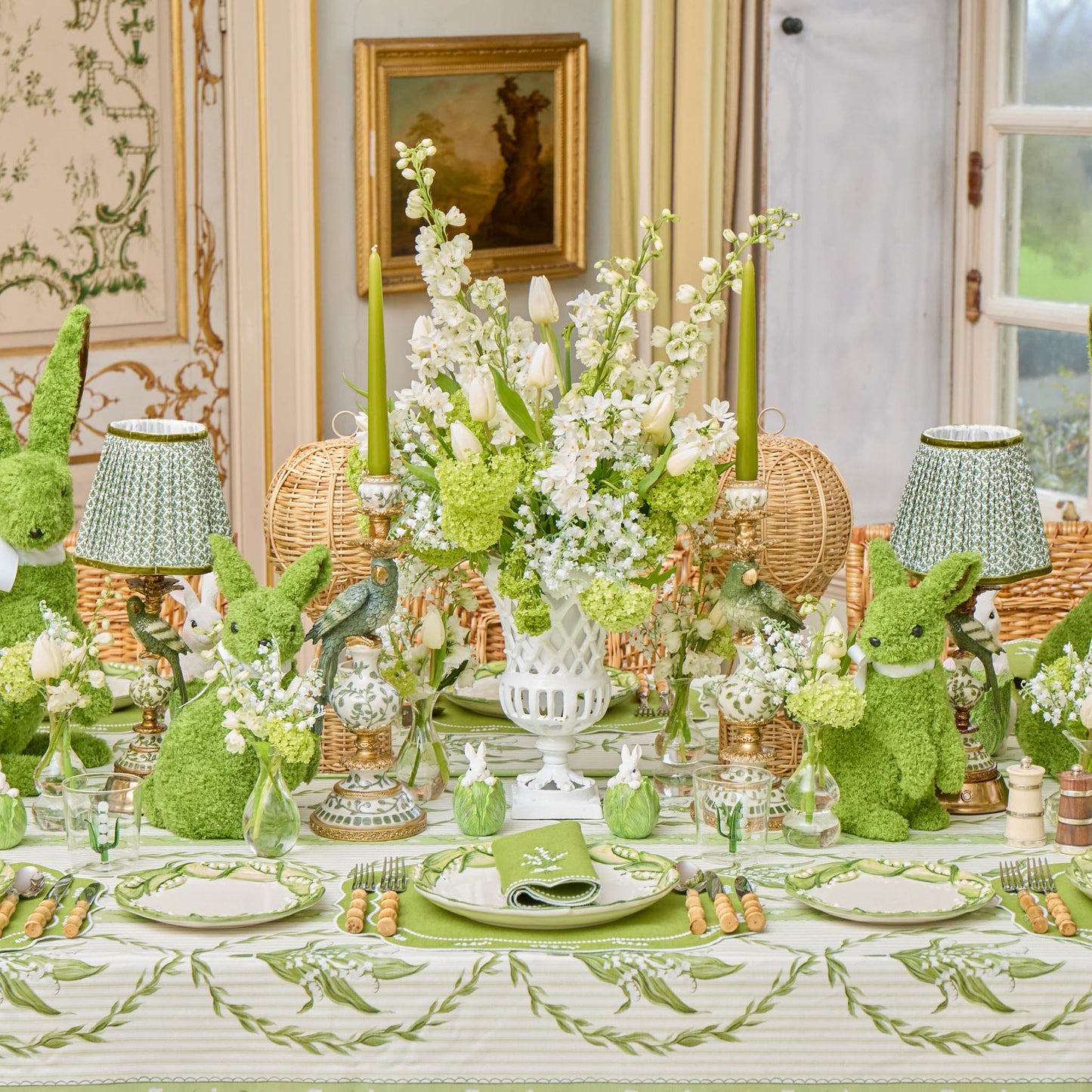 Green Lily of the Valley Eloise Linen Placemats & Napkins (Set of 4)