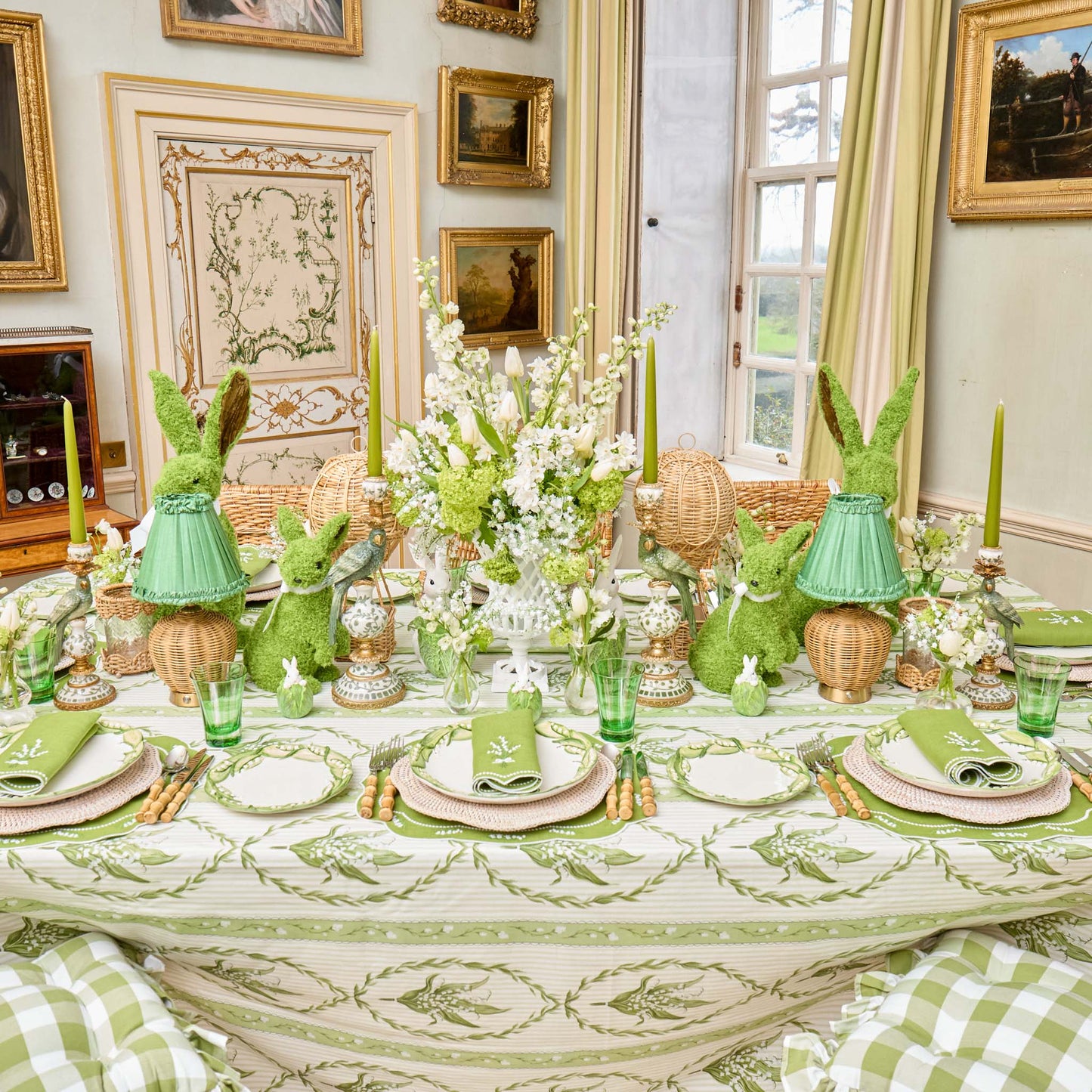 Green Lily of the Valley Eloise Linen Placemats & Napkins (Set of 4)