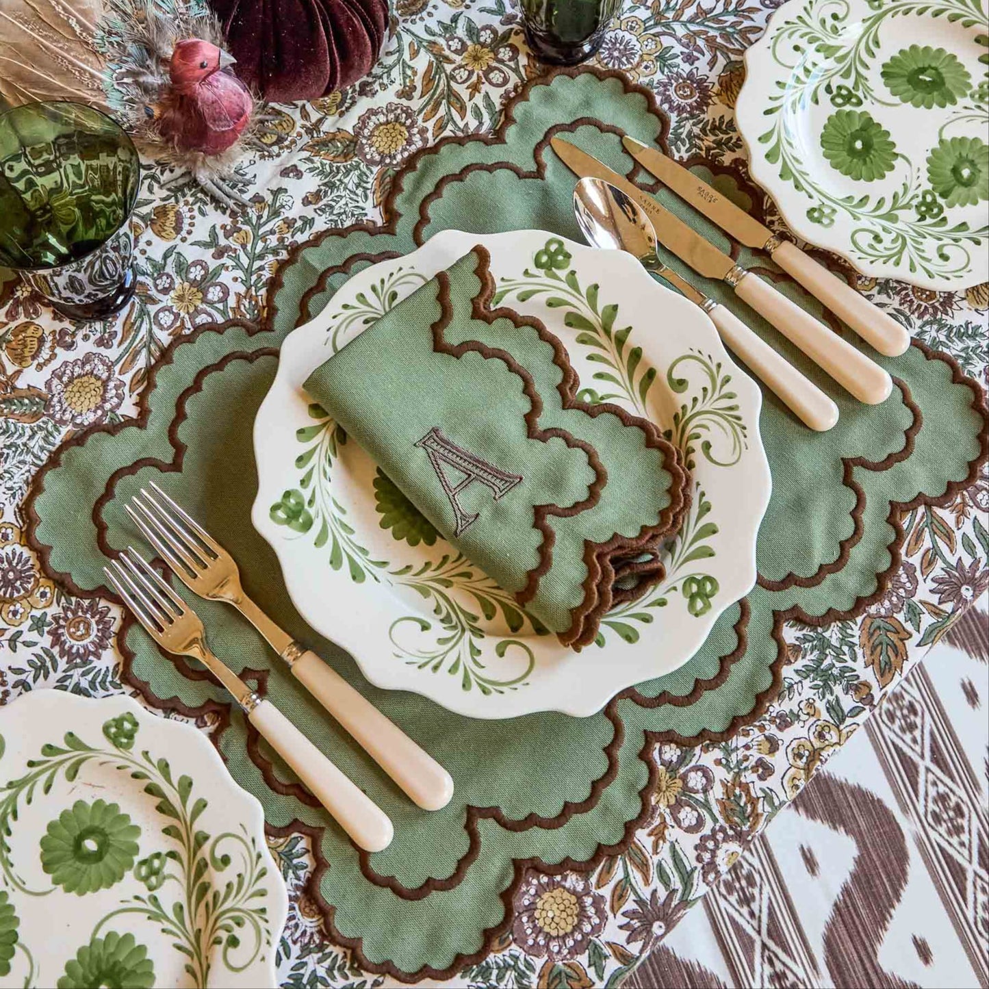 Green & Brown Charlotte Napkins (Set of 4)