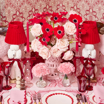 Fifi Poodle Rechargeable Lamp with Red Velvet Bow Shade (18cm)