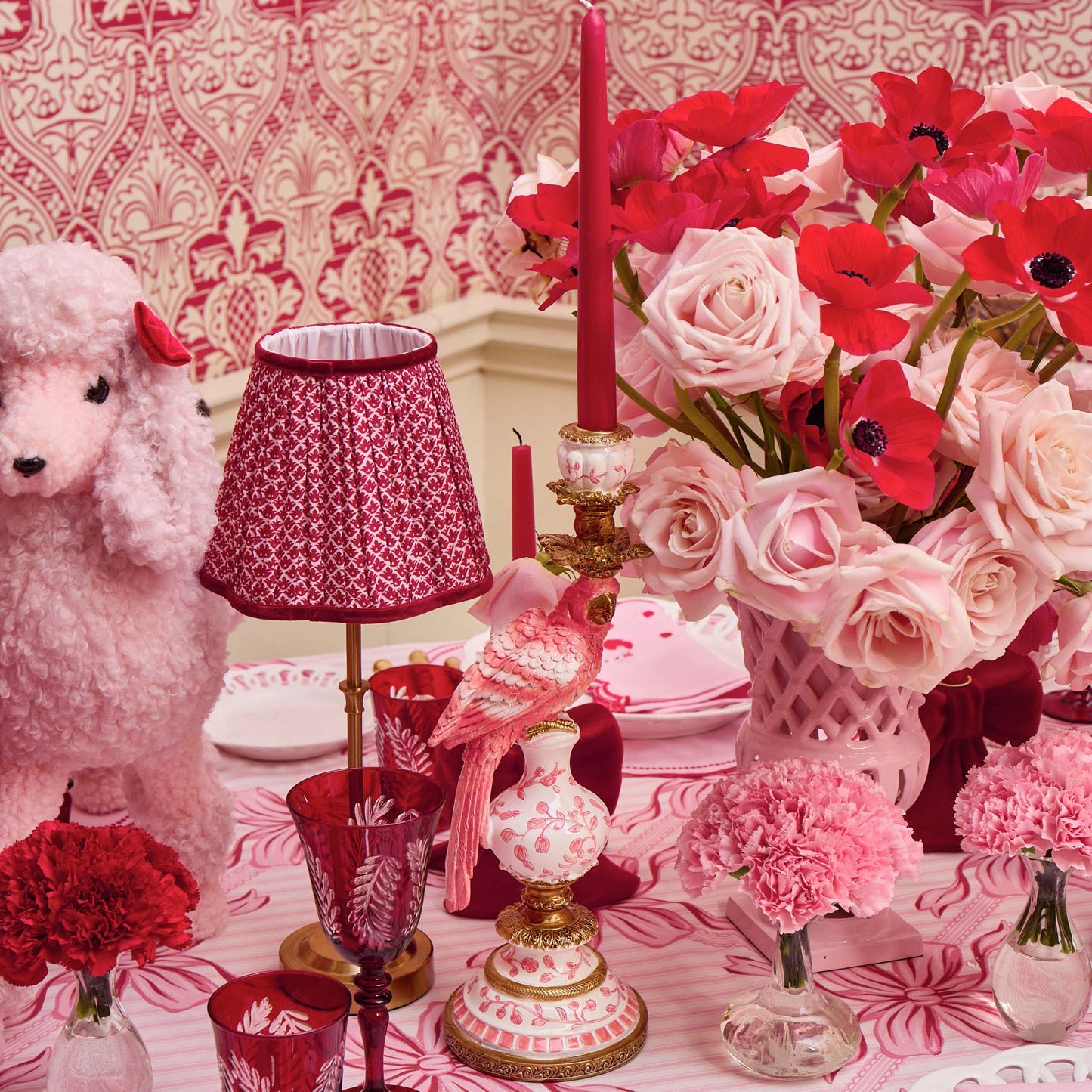 Pink Parrot Candle Holders (Pair)