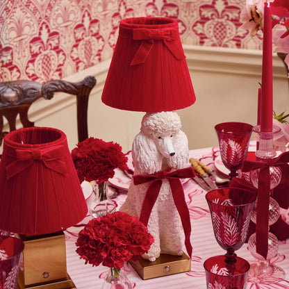 Fifi Poodle Rechargeable Lamp with Red Velvet Bow Shade (18cm)