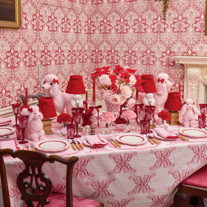 Fifi Poodle Rechargeable Lamp with Red Velvet Bow Shade (18cm)