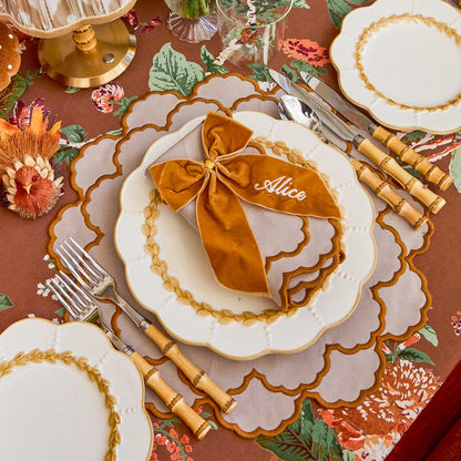 Taupe & Mustard Lily Placemats (Set of 4)