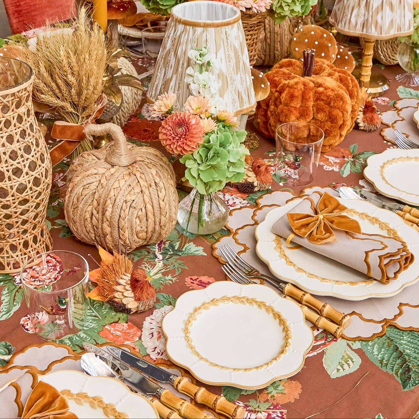 Taupe & Mustard Lily Placemats (Set of 4)