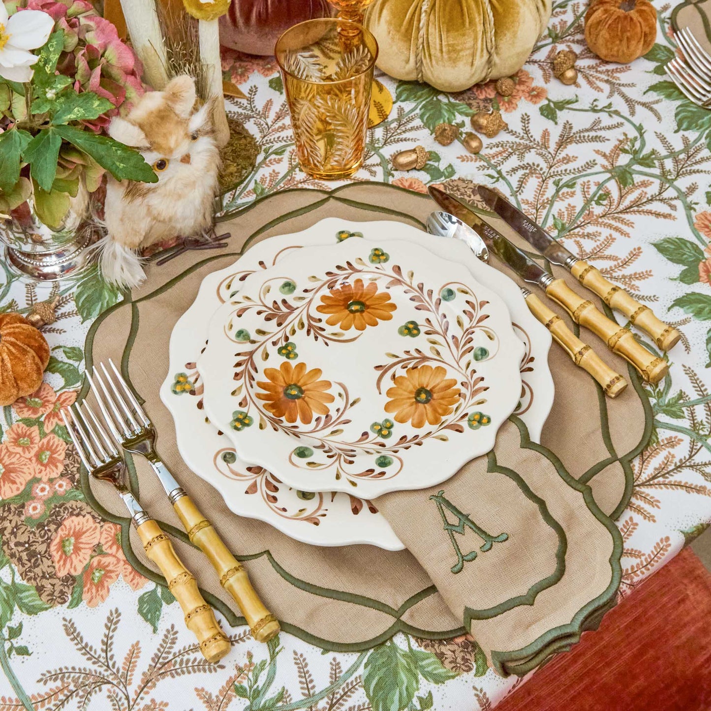 Autumn Flowers Starter Plates (Set of 4)