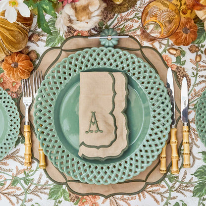 Sand & Green Elizabeth Placemats & Napkins (Set of 4)