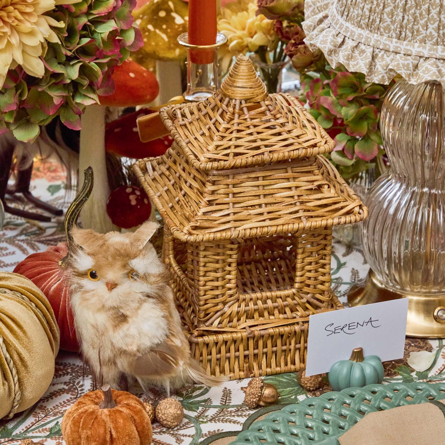 Mini Rattan Pagoda Lanterns (Pair)