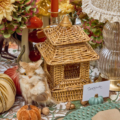 Mini Rattan Pagoda Lanterns (Pair)