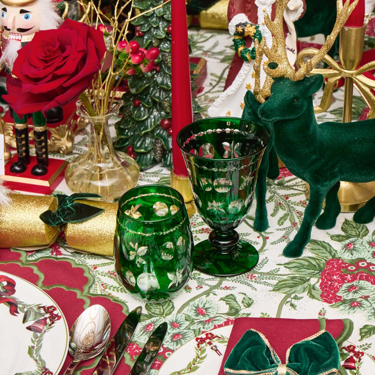 Emerald Anita Engraved Glassware (Set of 8)