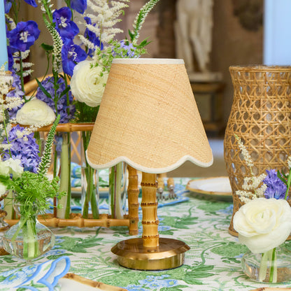 Bamboo Short Rechargeable Lamp with Grasscloth Shade (18cm)