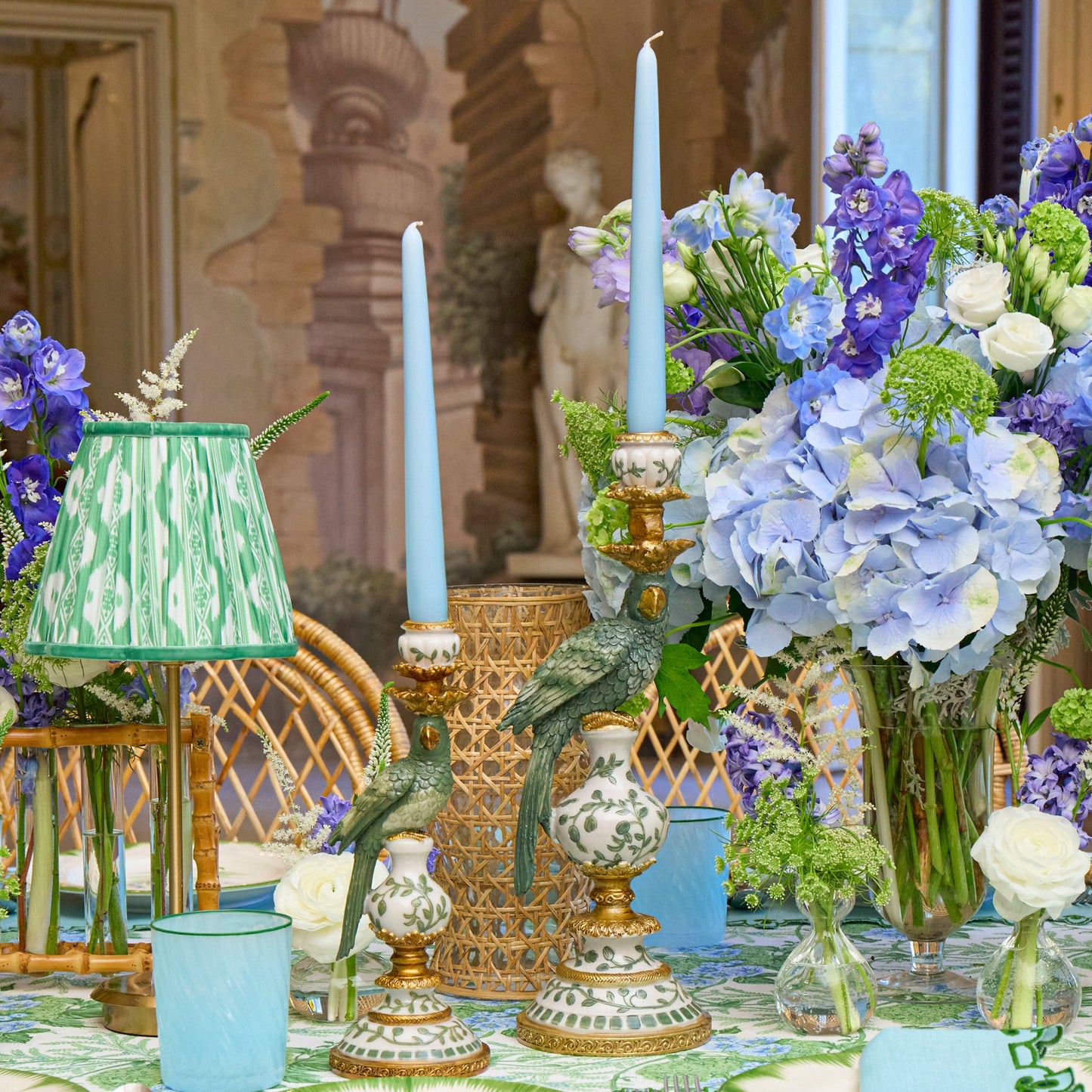 Olive Parrot Candle Set (Soft Blue)