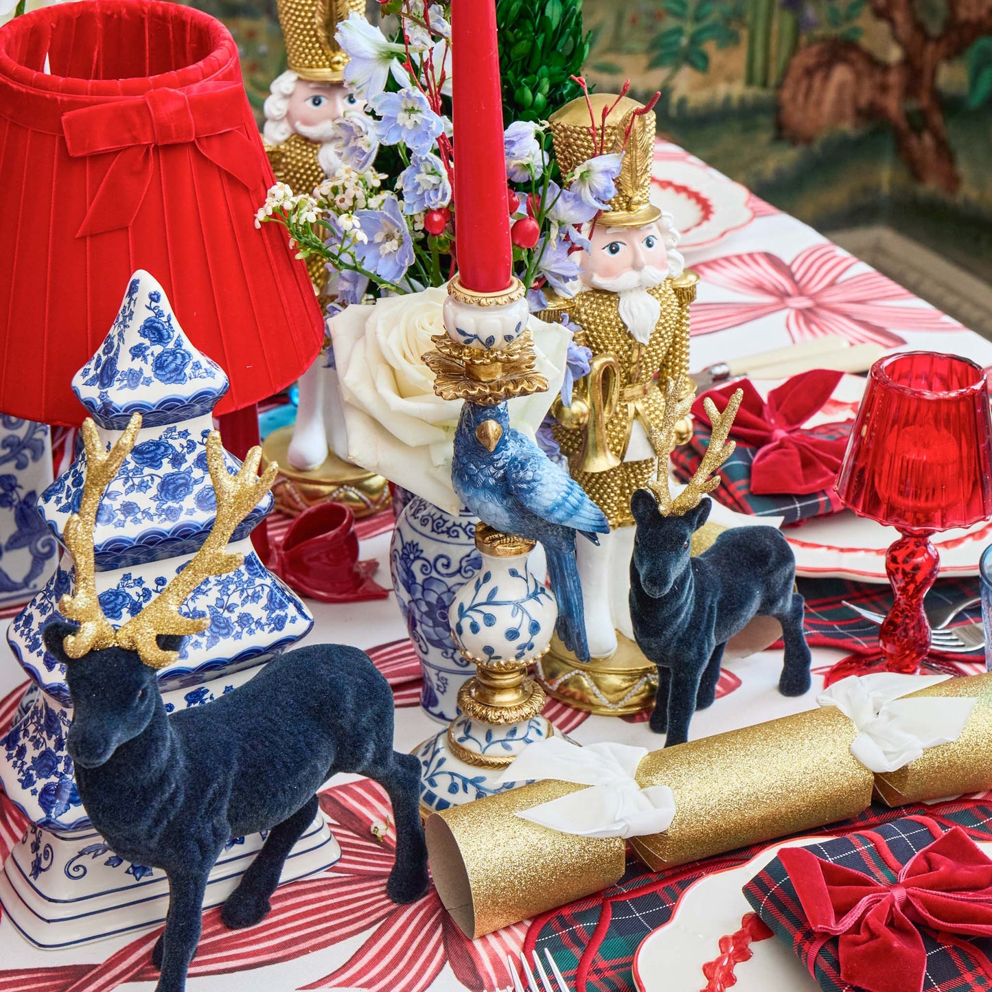 Blue Parrot Candle Holder Set