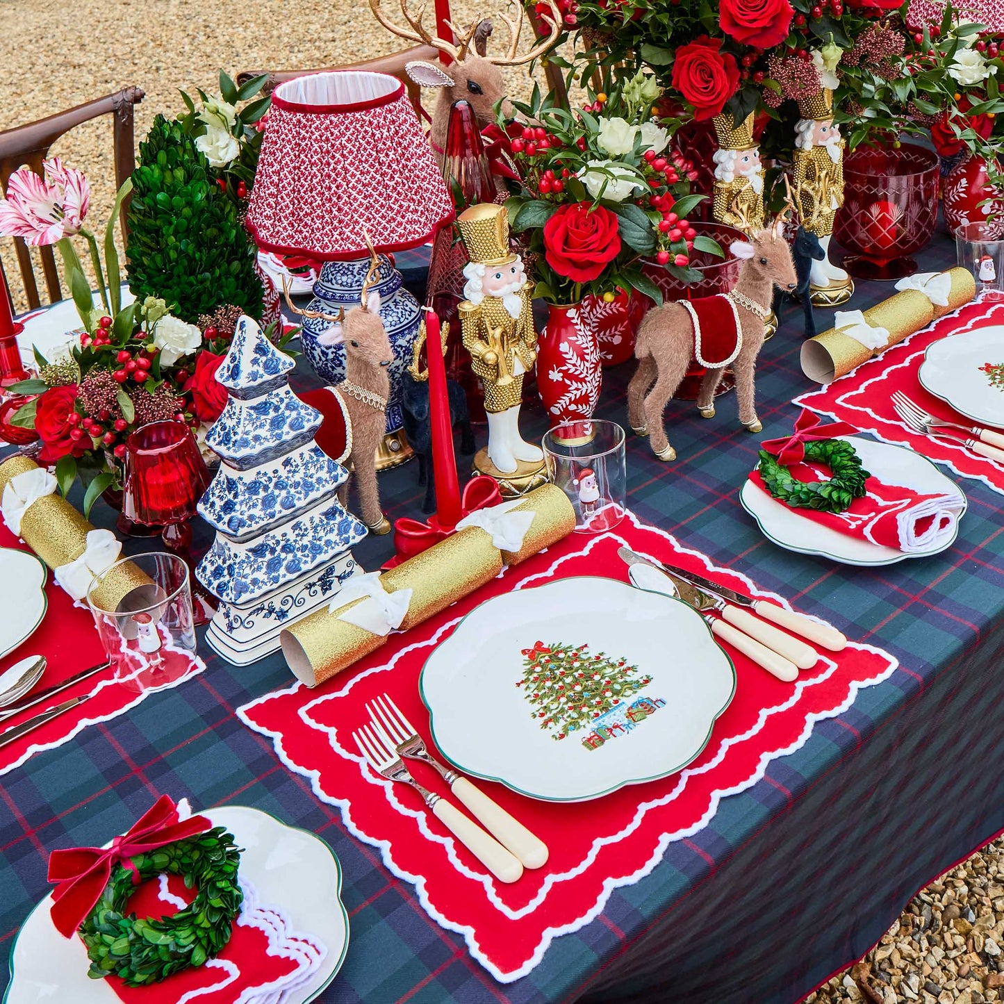 Red Elizabeth Placemats & Napkins (Set of 4)