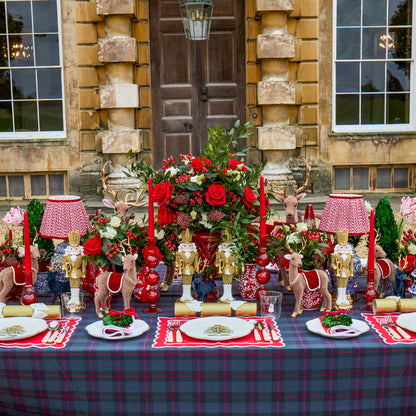 Navy & Red Tartan Tablecloth