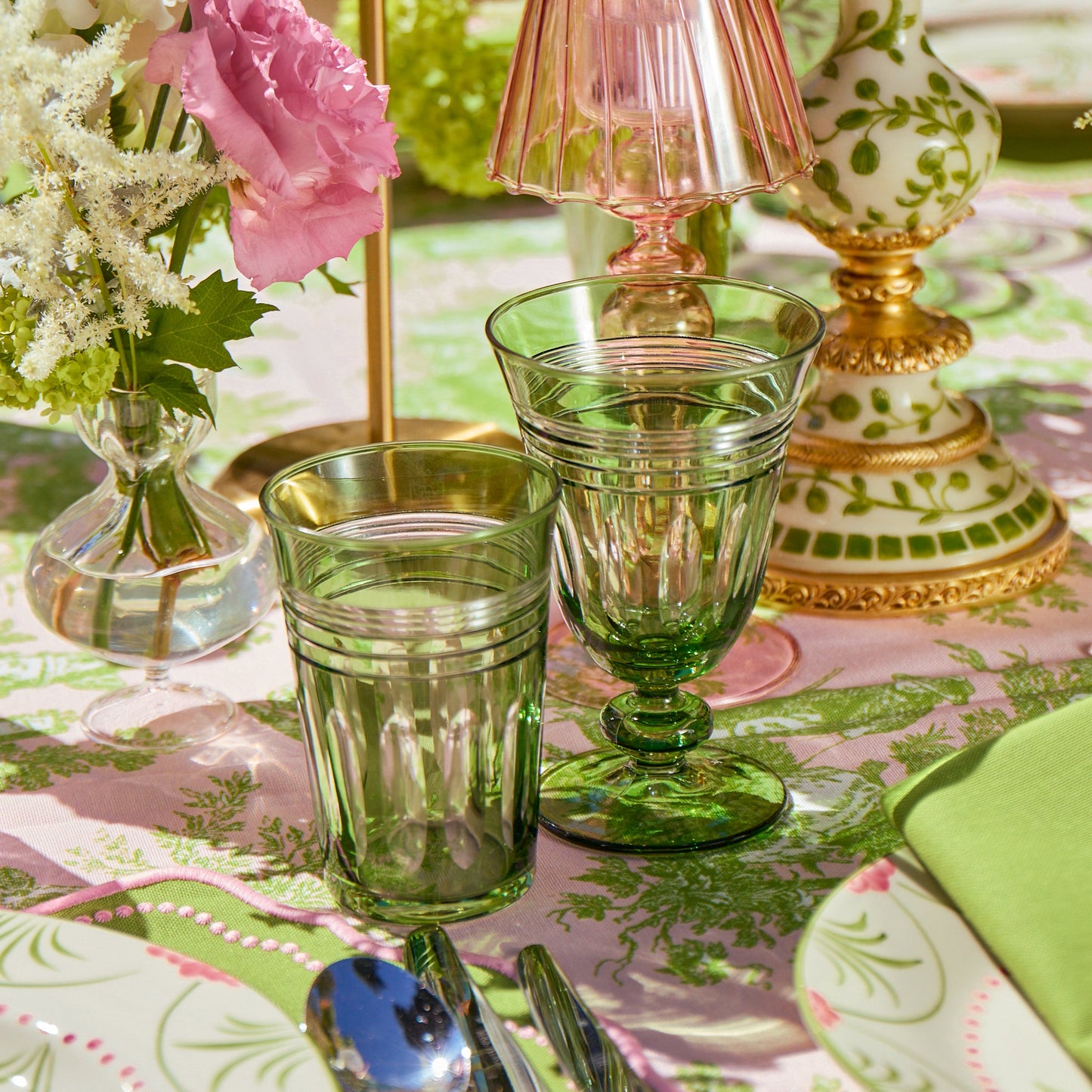 Green Sylvie Engraved Water Glass (Set of 4)