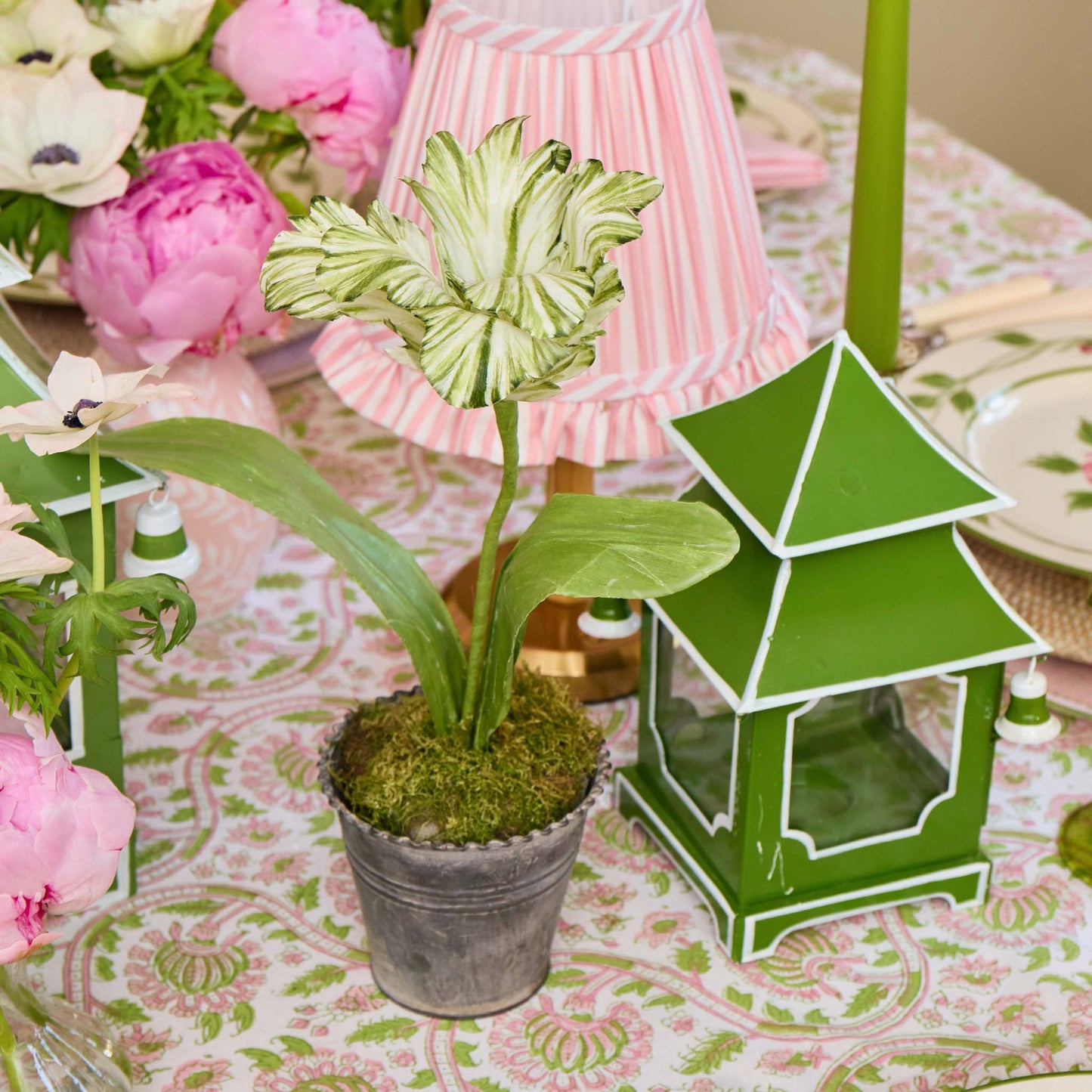 Mrs. Alice Handpainted Green Tulip