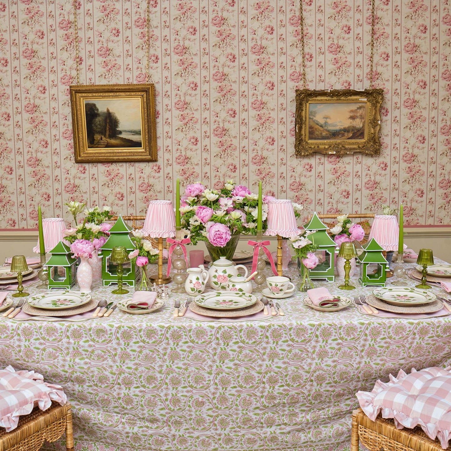Pink & Green Agatha Tablecloth
