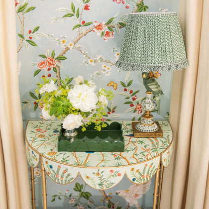 Olive Parrot Lamp with Olive Lotus Ruffle Shade (30cm)
