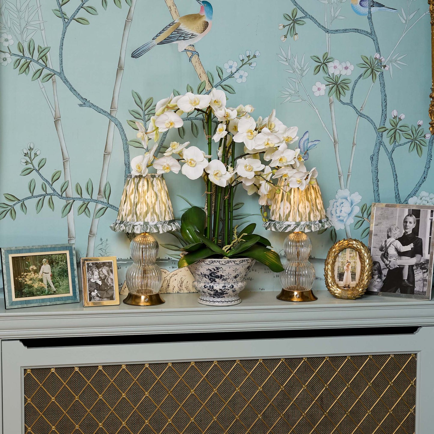 Olive Ikat Ruffle Lampshade (18cm)