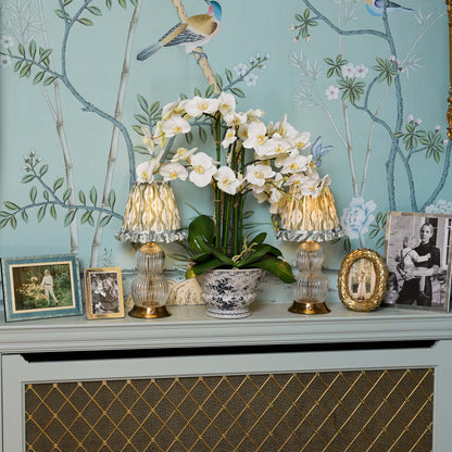 Olive Ikat Ruffle Lampshade (18cm)