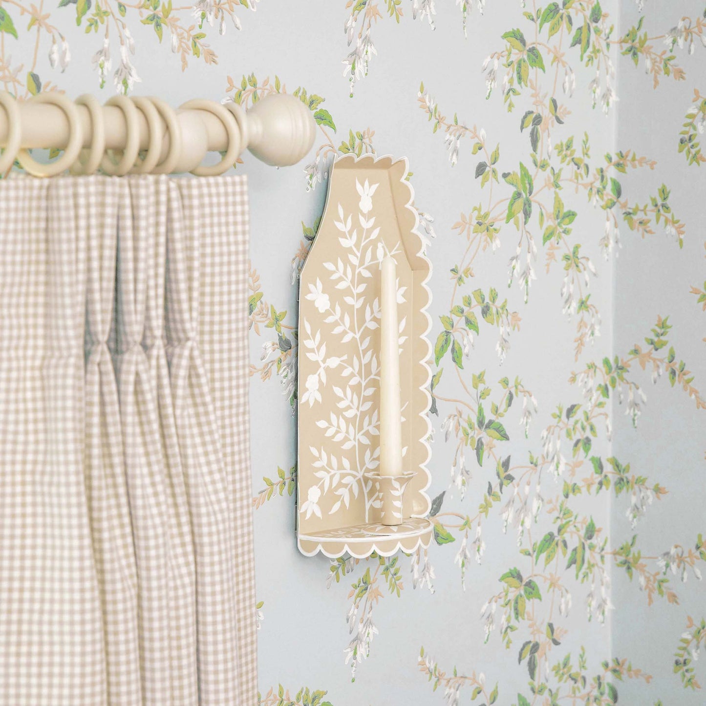 Putty Chinoiserie Tole Candle Sconce
