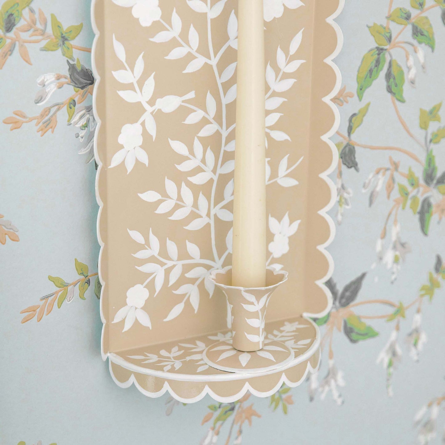 Putty Chinoiserie Tole Candle Sconce