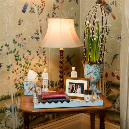 Small Blue Chinoiserie Tole Urn Vase