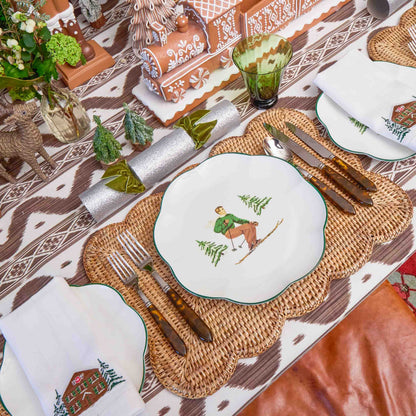 Rectangular Scalloped Rattan Placemats (Set of 4)