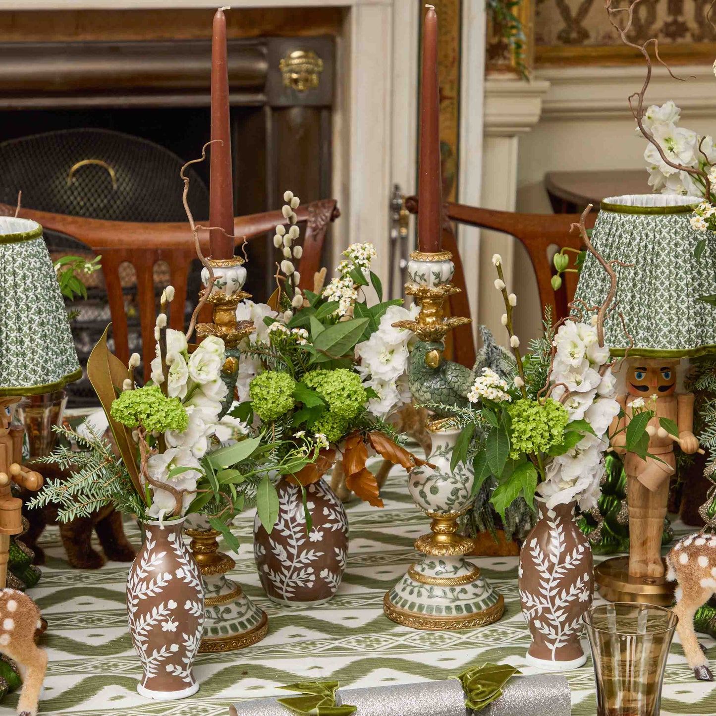 Chocolate Hand Painted Tole Bud Vases (Set of 3)