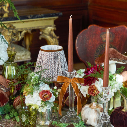 Glass Column Candle Holders with Chocolate Bows (Pair)