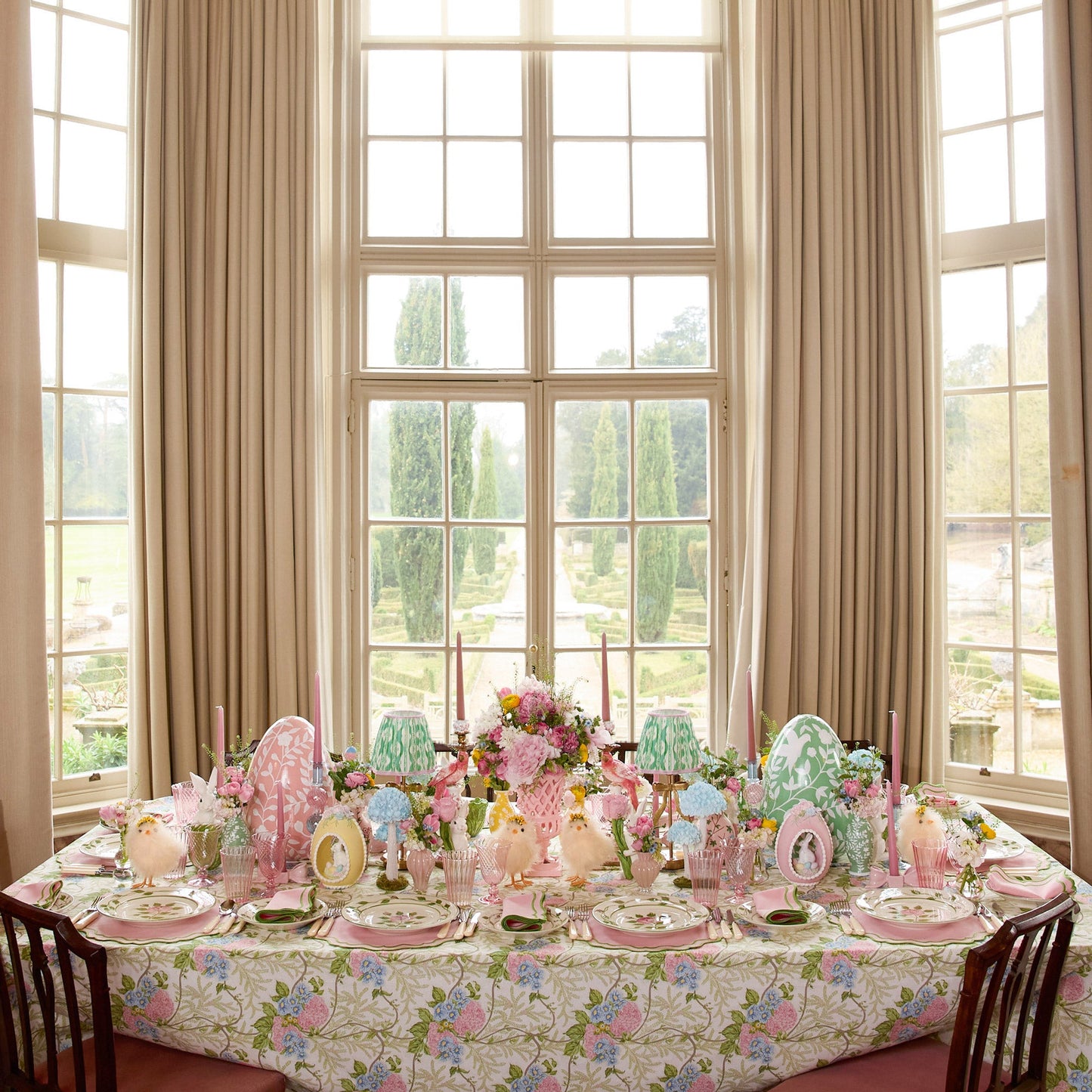 Pink & Blue Lady Isabella's Garden Tablecloth
