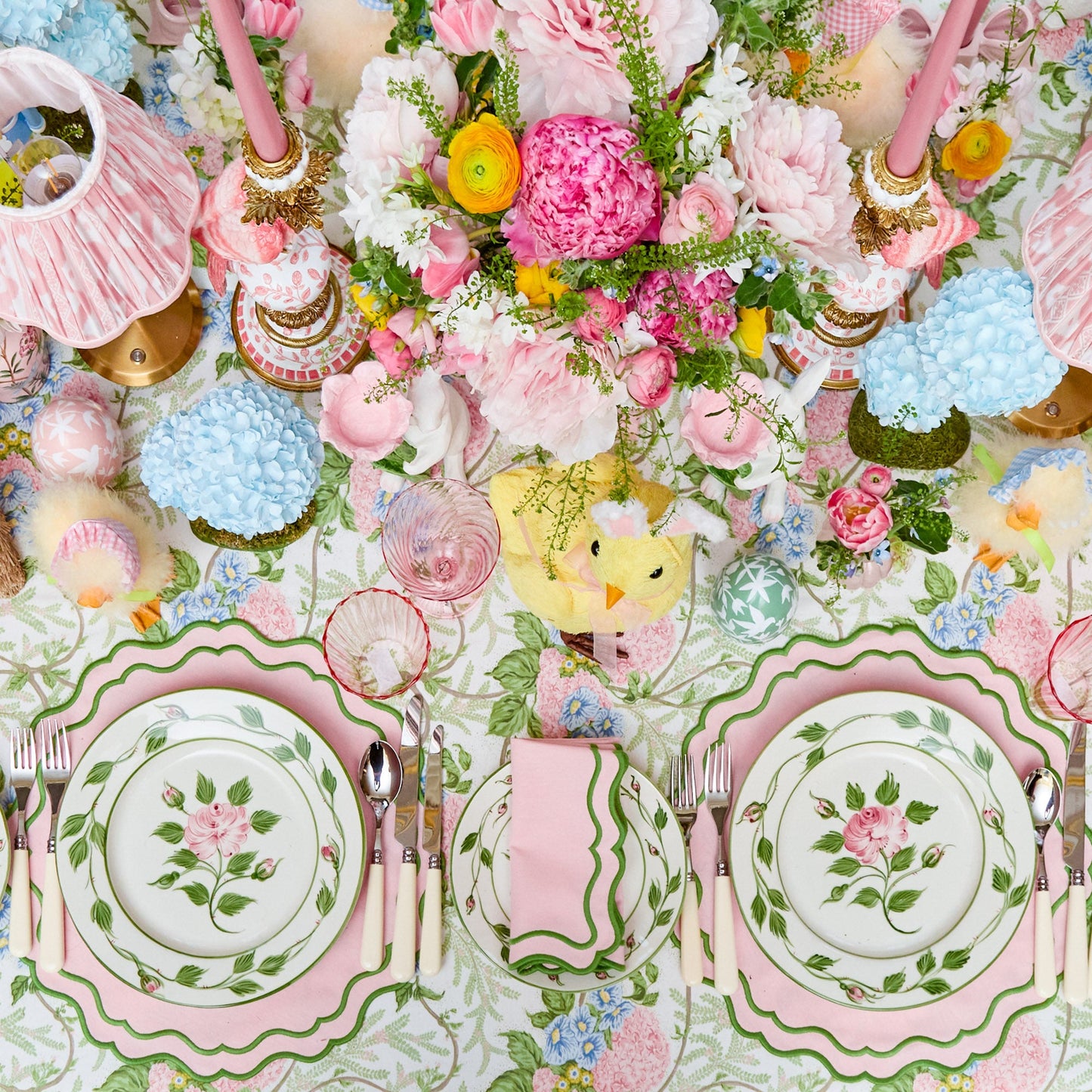 Pink & Blue Lady Isabella's Garden Tablecloth