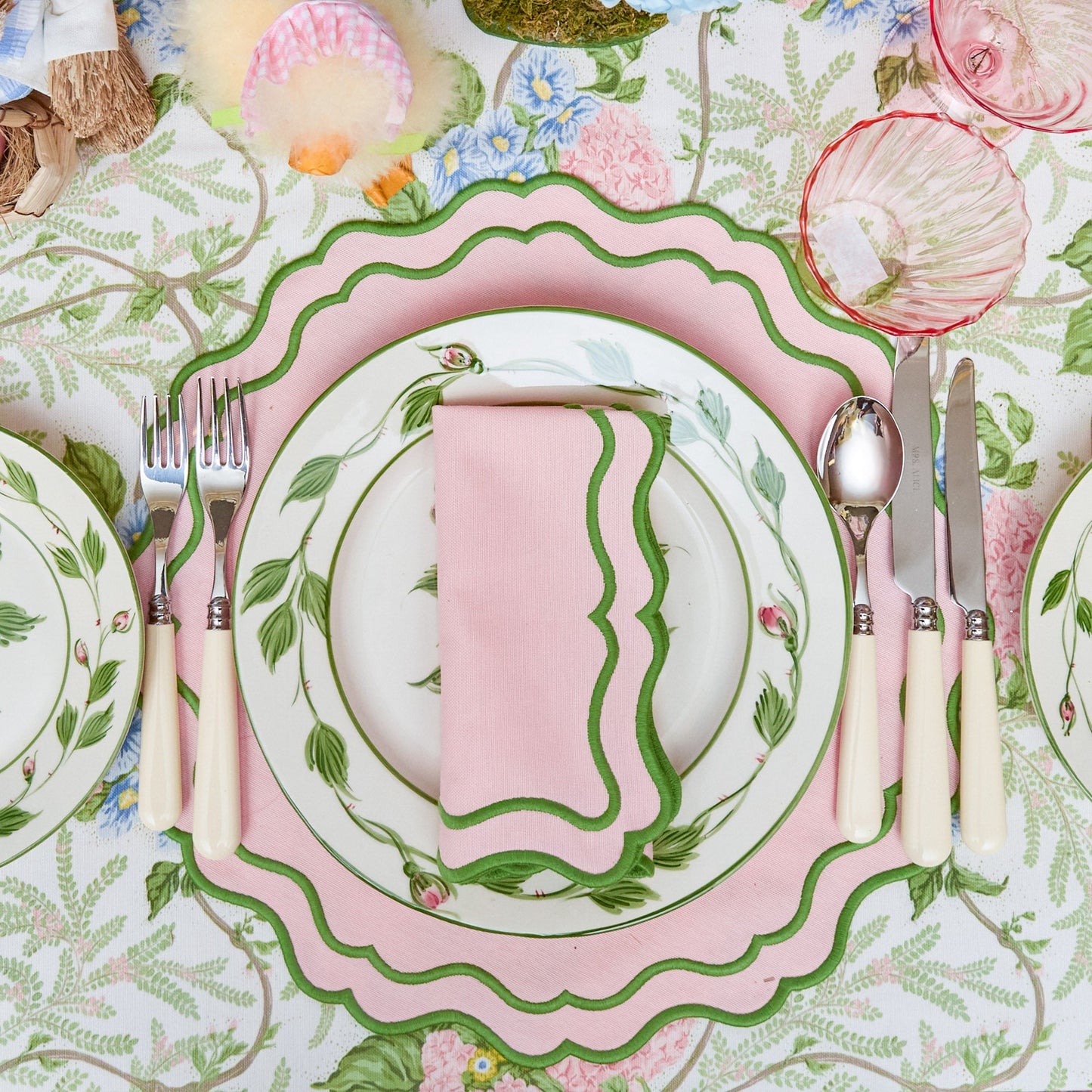 Pink & Blue Lady Isabella's Garden Tablecloth